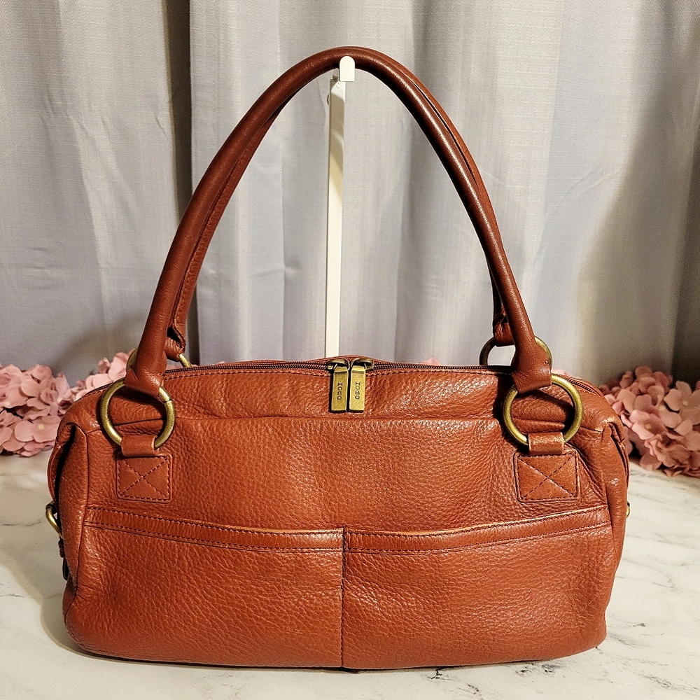 HOBO International Burnt Red Pebbled Leather Satchel Shoulder Bag
